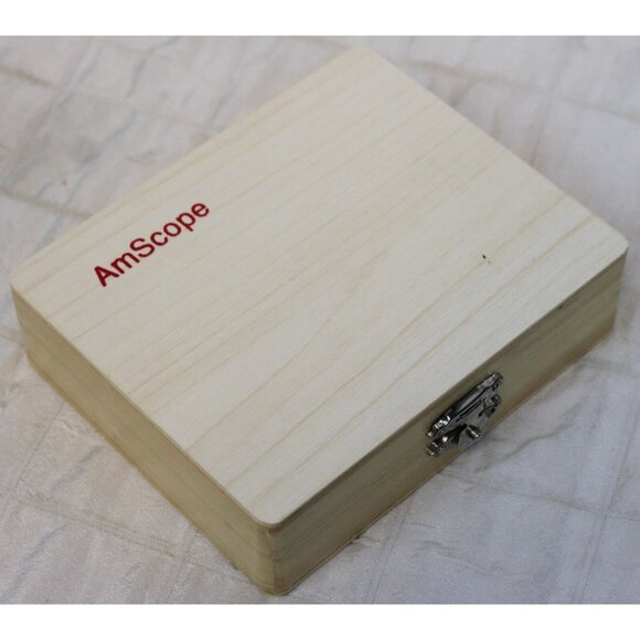 AmScope Science 25 Prepared Slides Microscope Biology Wooden Box List Specimen - Picture 8 of 10